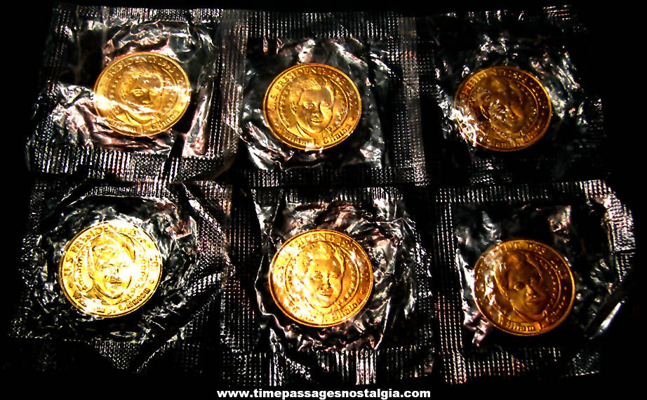 (6) Unopened ©2000 Sunoco Gasoline Advertising Premium U.S. President Bill Clinton Brass Token Coins