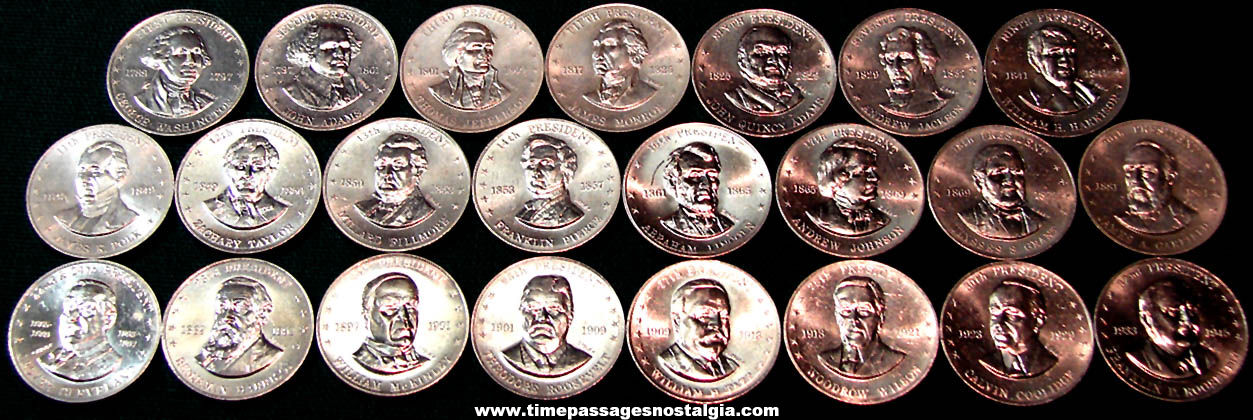 (23) Different 1968 Shell Oil Company Mr. President Advertising Premium Game Token Coins