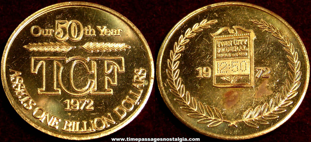 1972 Twin City Federal Savings and Loan 50th Anniversary Advertising Token Coin