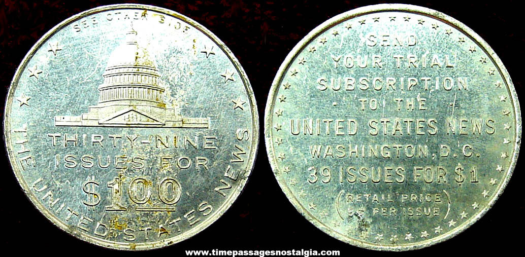 Old Washington D.C. United States News Subscription Advertising Token Coin