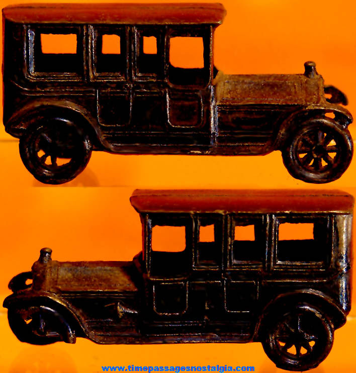 Rare Early Cracker Jack Pop Corn Confection Miniature Pot Metal or Lead Toy Prize Touring Automobile