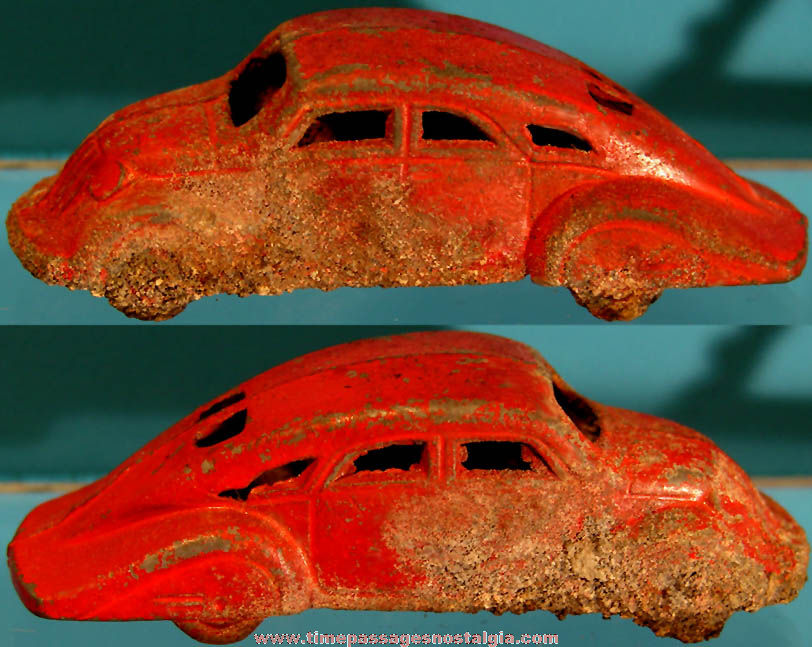 Old Cracker Jack Pop Corn Confection Miniature Pot Metal or Lead Toy Sedan Automobile