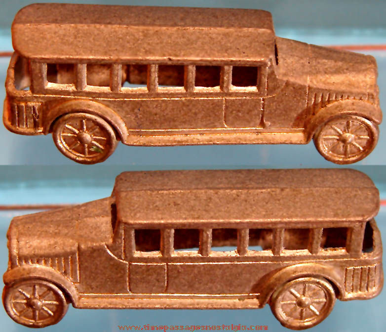 1931 Cracker Jack Pop Corn Confection Miniature Pot Metal or Lead Toy Bus