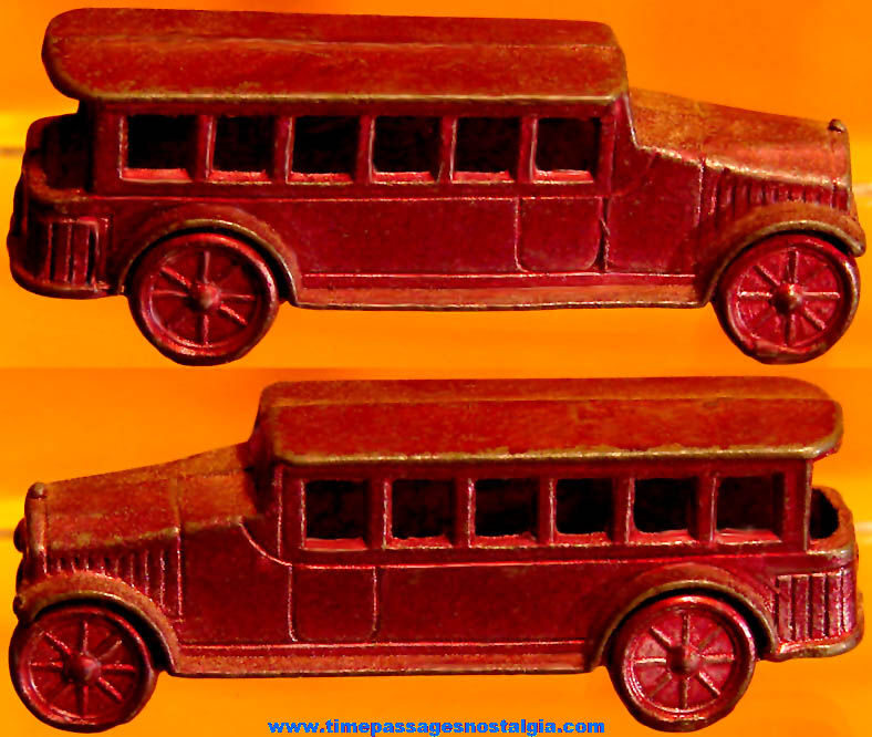 1931 Cracker Jack Pop Corn Confection Miniature Pot Metal or Lead Toy Bus