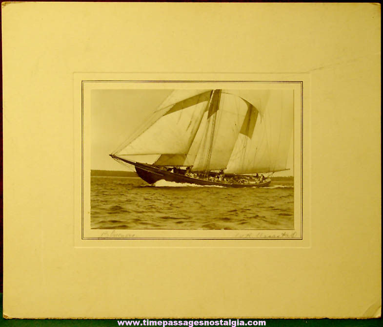 1920s Wallace Robertson MacAskill Signed Bluenose Schooner Ship Matted Photograph Print