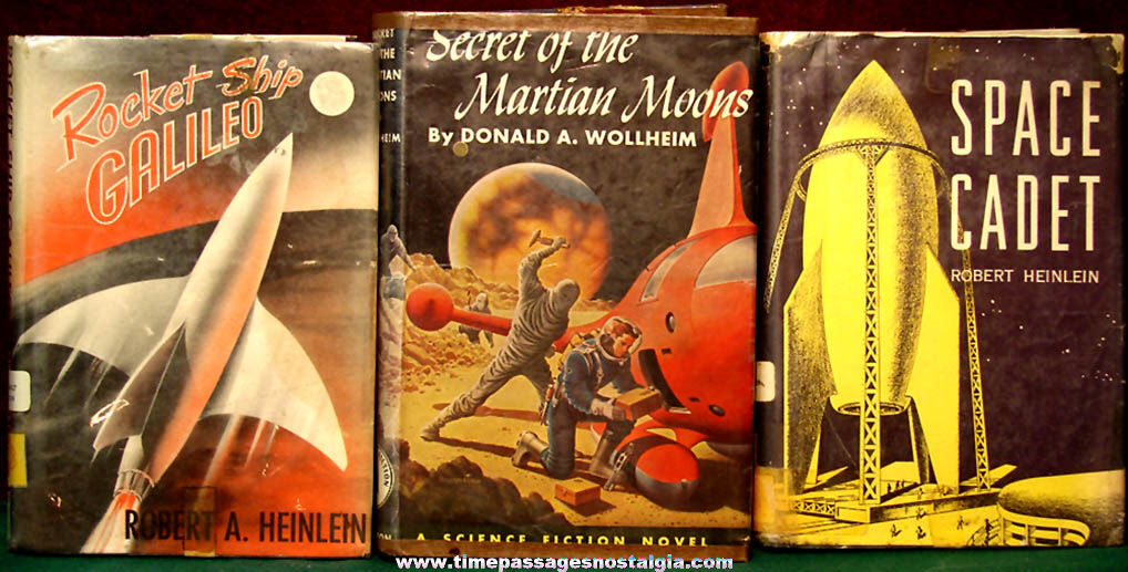 (3) Different 1940s  1950s Space Related Science Fiction Hard Back Books