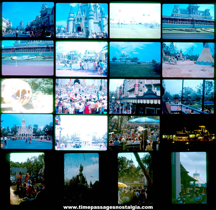 (49) Old Walt Disney Disneyland and Disney World Amusement Park Color Photograph Slides
