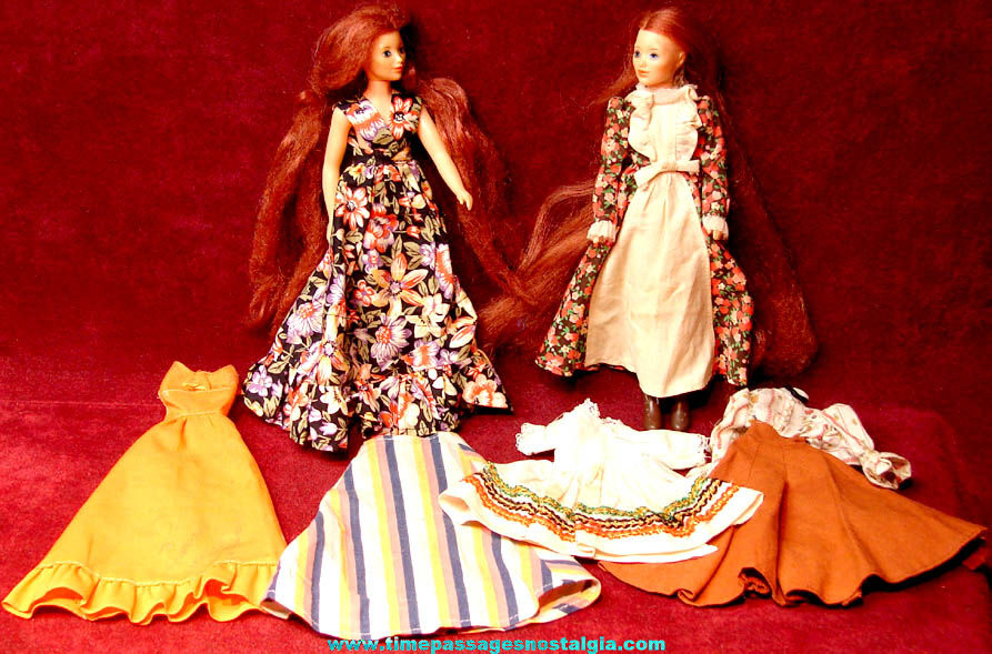 (2) 1975 Ideal Jody An Old Fashioned Girl Toy Doll with Clothing