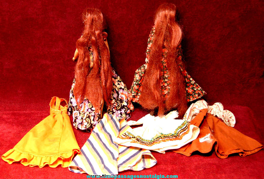 (2) 1975 Ideal Jody An Old Fashioned Girl Toy Doll with Clothing