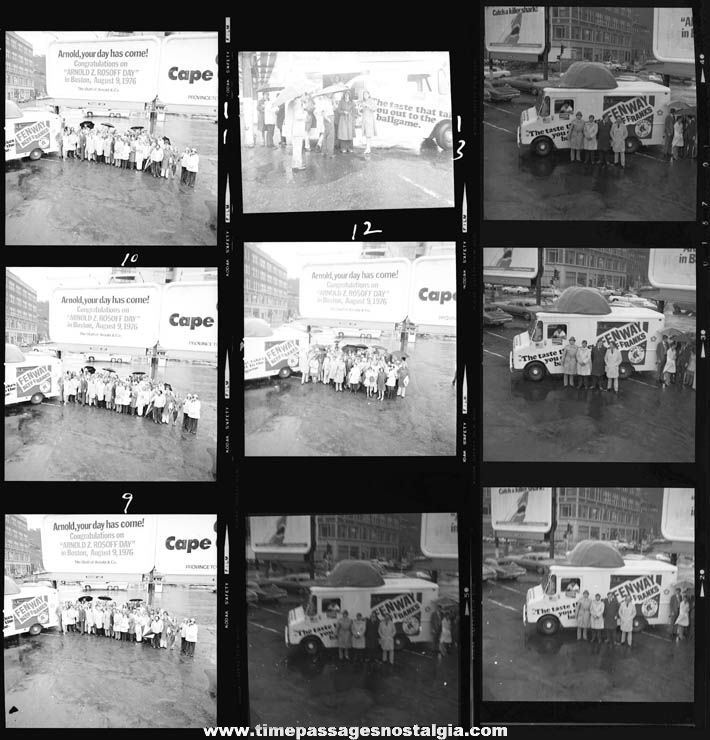 (17) 1976 Arnold & Company Fenway Franks Promotional Black & White Group Photograph Negatives