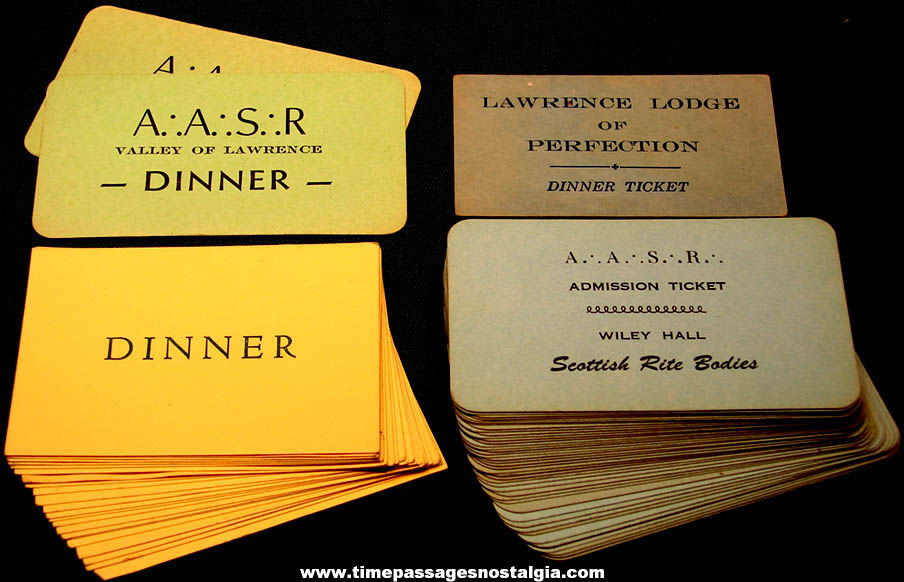 (69) Old Ancient and Accepted Scottish Rite Free Masonry Dinner Ticket Cards