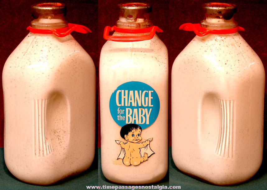 Old Change For The Baby Half Gallon Glass Milk Bottle Coin Savings Bank