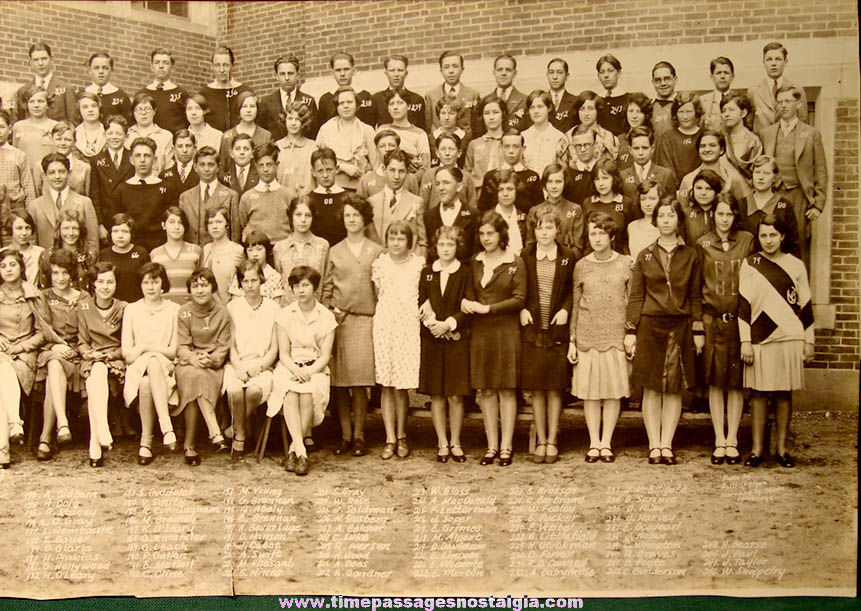 Large 1929 Winthrop Massachusetts Junior High School Graduating Class Photograph with Names