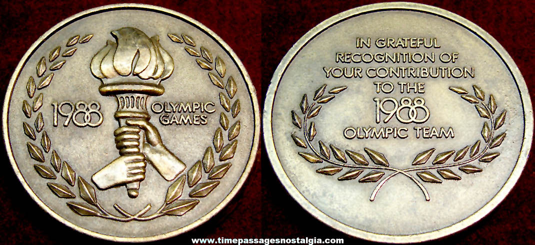 1988 Olympic Games Contributor Advertising Souvenir Medal Paper Weight