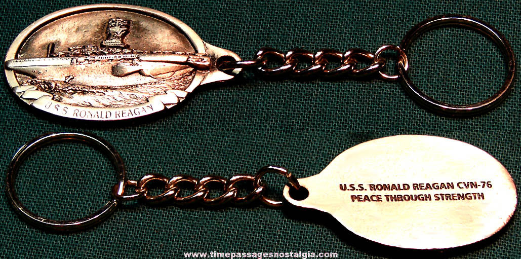 Unused United States Navy Ship U.S.S. Ronald Reagan CVN-76 Advertising Souvenir Metal Key Chain