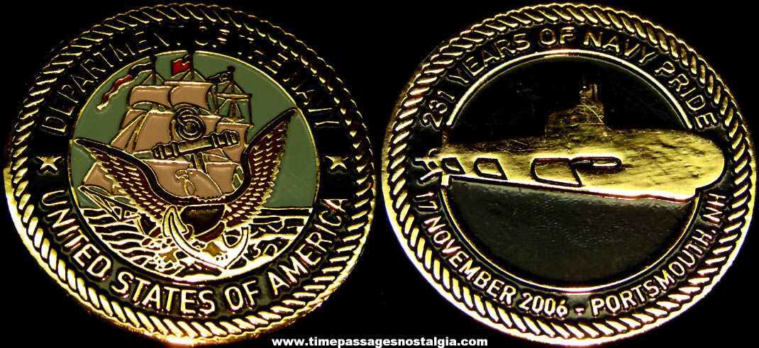 2006 United States Navy Portsmouth Naval Shipyard Advertising Souvenir Award Enameled Medal Coin