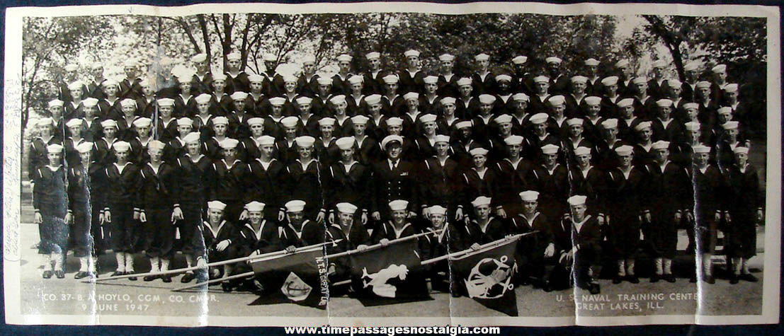 1947 United States Navy Great Lakes Naval Training Center Group Photograph with Many Signatures