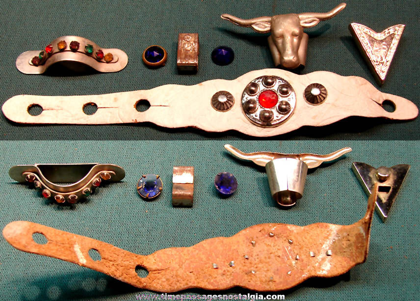 (7) Different Small Old Western Cowboy Gun Holster or Neckerchief Decoration Items