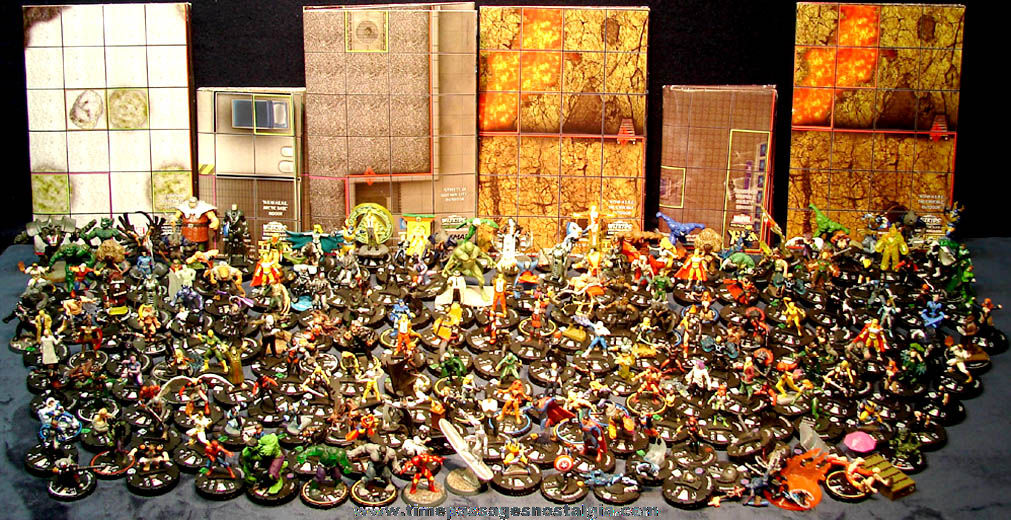 Large Collection of Super Hero & Villain Comic Book Character Miniature Game Piece Figures and Maps