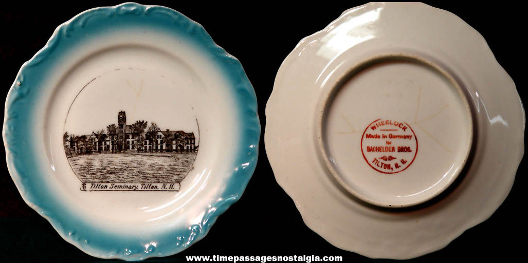 Small Old German Made Tilton Seminary School New Hampshire Advertising Souvenir Porcelain Plate