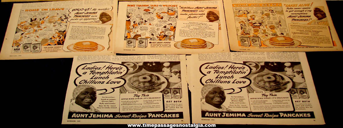 (12) Old Aunt Jemima Advertising Character Pancake Mix & Syrup Advertisements