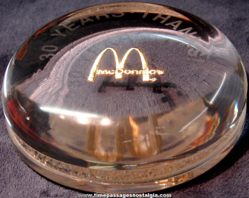 Old McDonalds Restaurant 30 Year Employee Hamburger Award