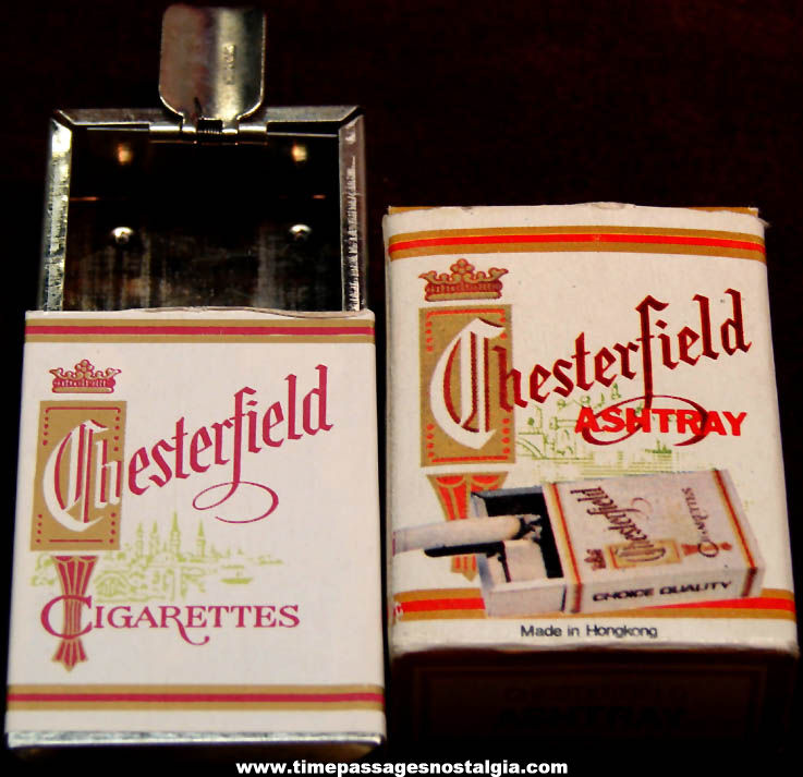 Small Old Boxed & Unused Chesterfield Cigarette Pack Novelty Personal Ash Tray