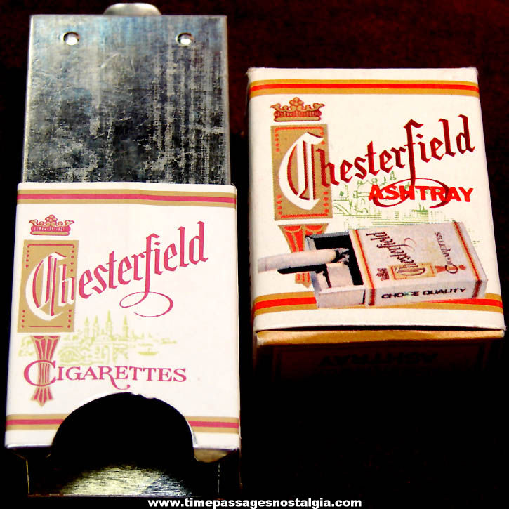 Small Old Boxed & Unused Chesterfield Cigarette Pack Novelty Personal Ash Tray