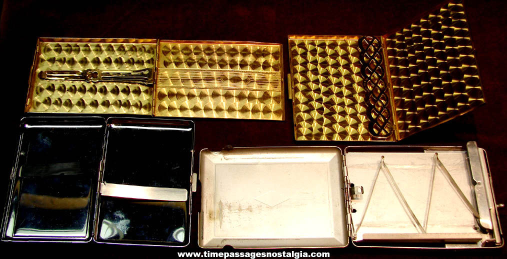 (4) Different Old Metal Cigarette Cases or Holders