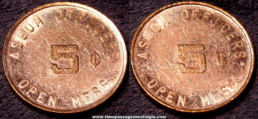 Old Ascom Officers Open Mess Advertising Good For 5 Cents Token Coin