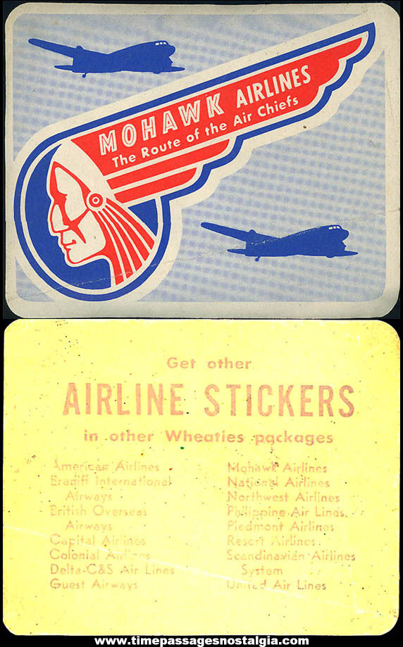 (2) Different Old Mohawk Airlines Advertising Premium Items