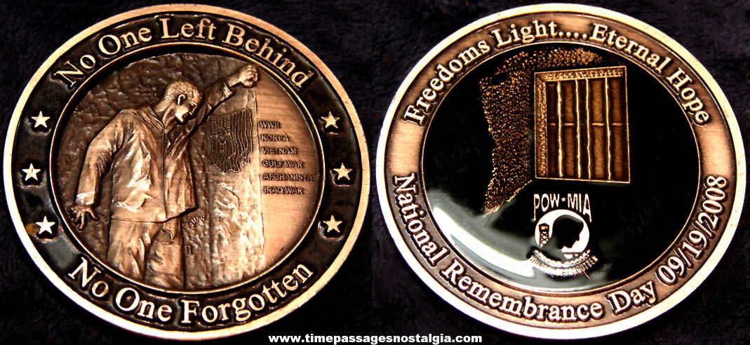 Large Enameled 2008 Prisoner Of War - Missing In Action National Remembrance Day Medal Token Coin