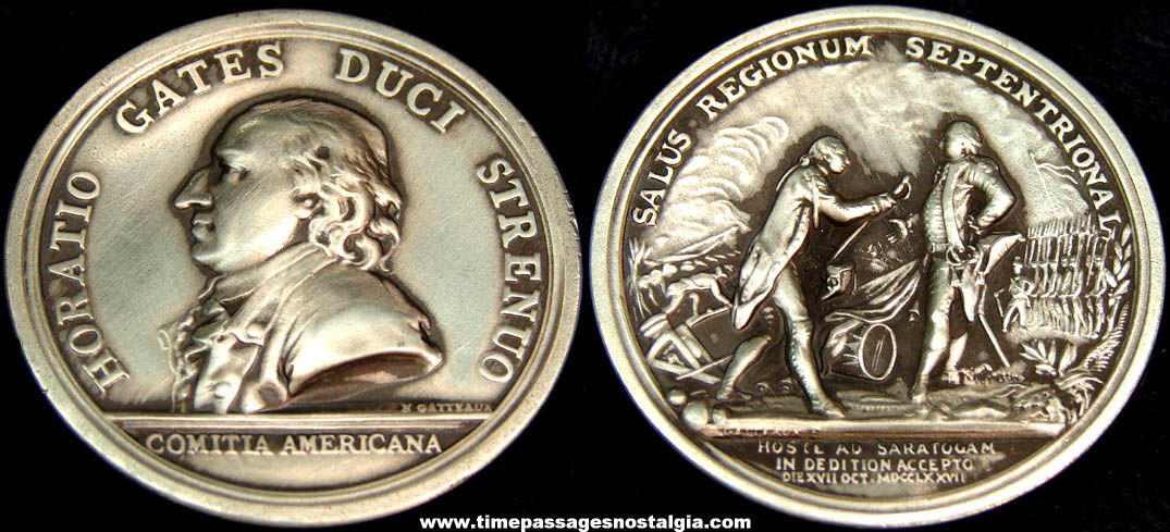 1976 Pewter Replica of Horatio Gates at Saratoga Revolutionary War Medal Coin