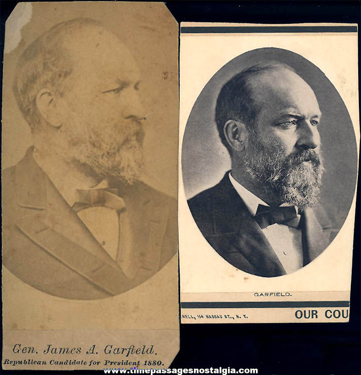 (2) Different 1800s General & President James A. Garfield Portrait Picture Cards