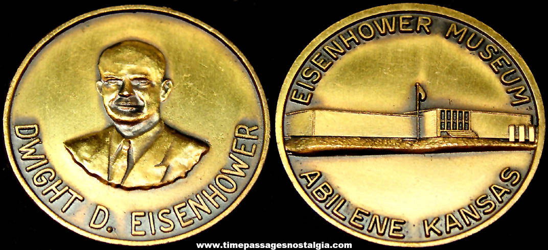 United States President Dwight D. Eisenhower Abilene Kansas Museum Advertising Souvenir Medal Token Coin
