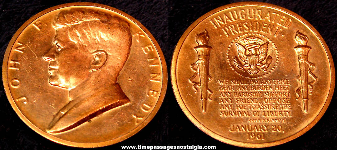 1961 United States President John F. Kennedy Inauguration Medal Token Coin