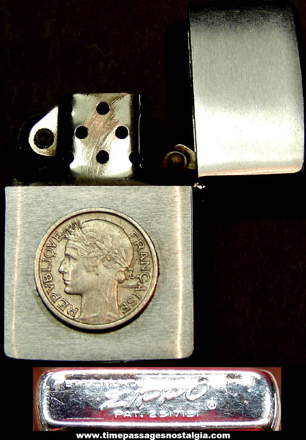 Old French Coin Zippo Cigarette Lighter