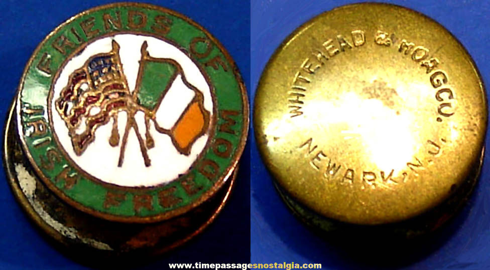 Small Old Friends of Irish Freedom Enameled Brass Stud Lapel Button