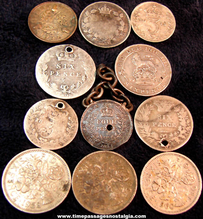 (11) Small Old Great Britain or British Silver Coins