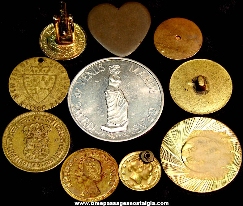 (10) Different Various Old British or English Novelty Metal Token Coins