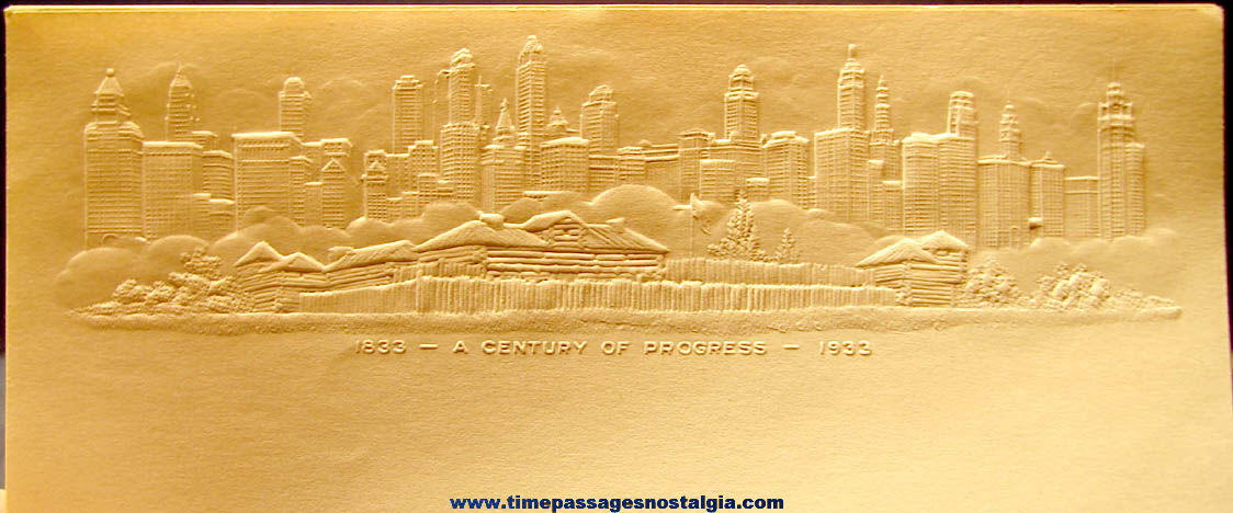 (3) Unused 1933 Chicago Century of Progress Worlds Fair Embossed Stationery Paper & Envelope Sets