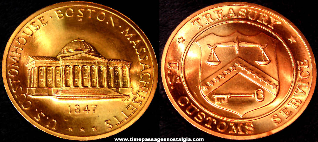 Boston, Massachusetts United States Customs Service House Treasury Advertising Token Medal Coin