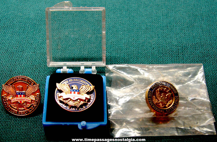 (3) Different Old United States President Service Award Pins