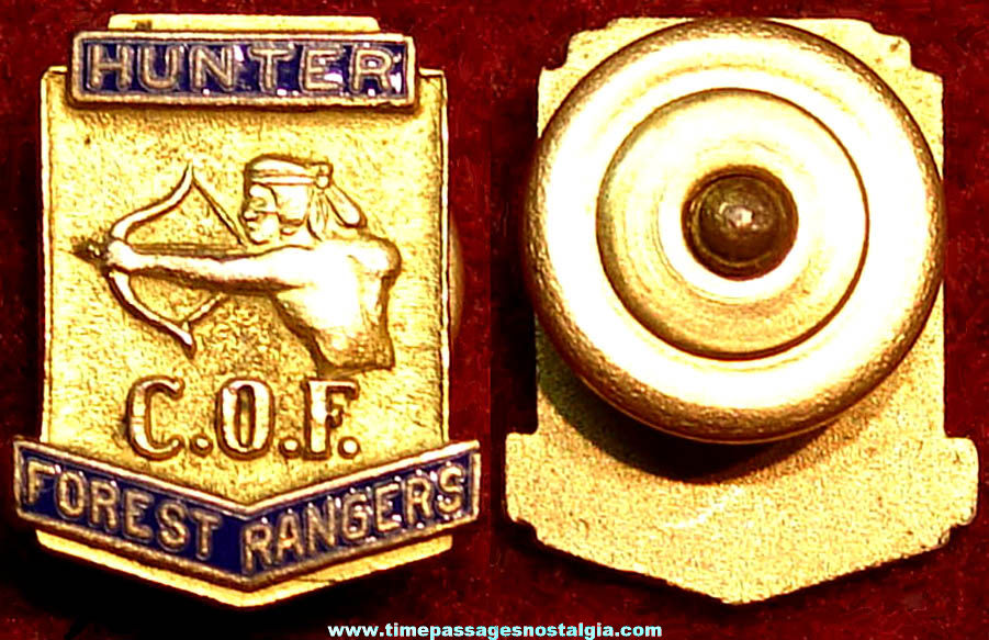 Catholic Order of Foresters Hunter Forest Ranger Membership Advertising Screw Back Button