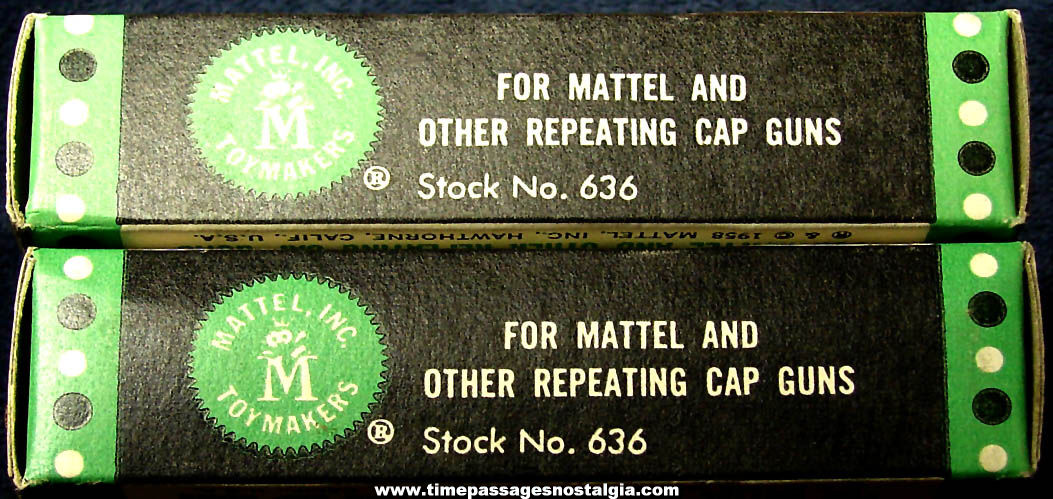 (2) Full Unopened Original Boxes of ©1958 Mattel Greenie Perforated Toy Cap Gun Roll Caps