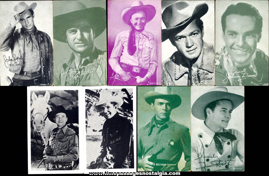 (9) Different Old Western Cowboy Movie Actor Arcade Machine Trading Cards
