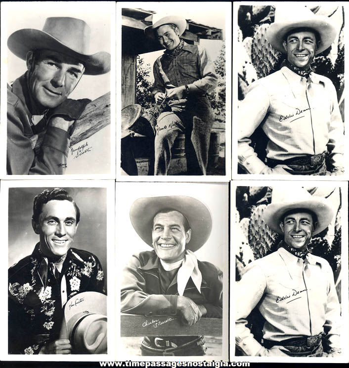 (6) Old Unused Western Cowboy Movie Actor Arcade Machine Real Photo Post Cards