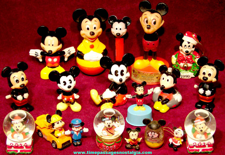 (19) Small Old Walt Disney Mickey Mouse Cartoon or Comic Character Toy Figure Items