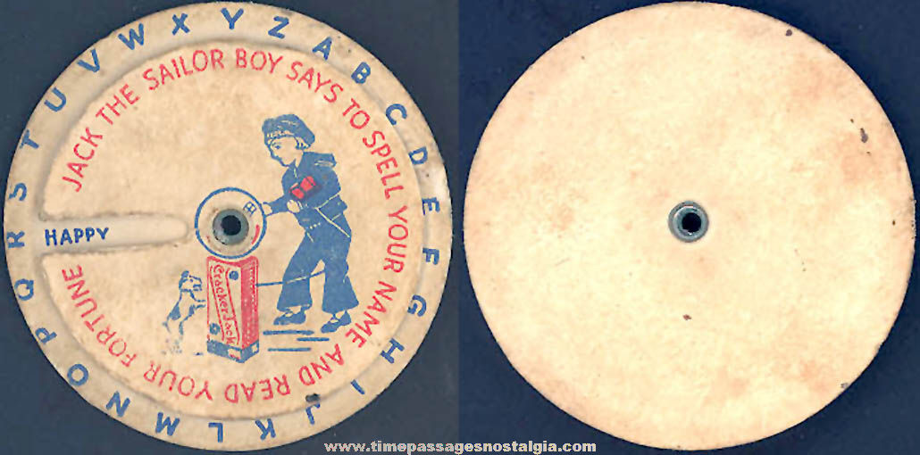 1930s Cracker Jack Pop Corn Confection Advertising Fortune Telling Dial Paper Toy Prize