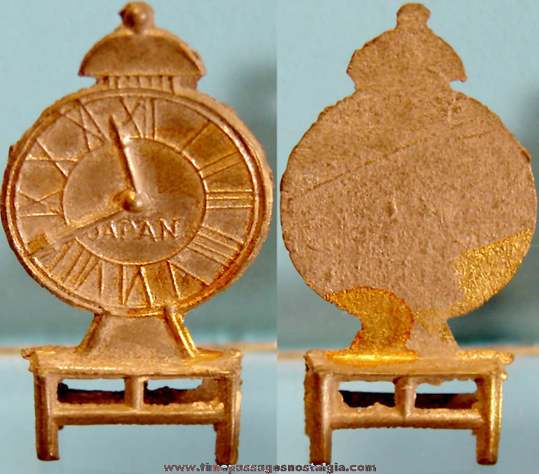 Early Cracker Jack Pop Corn Confection Miniature Pot Metal Toy Prize Mantle Clock